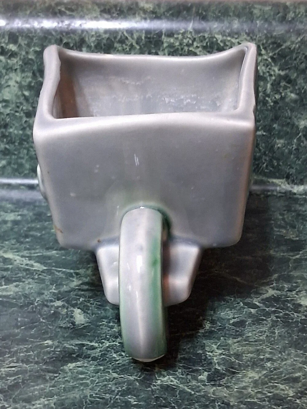 Vintage Shawnee Mccoy Gray Green Wheelbarrow With Ivy Planter Glossy